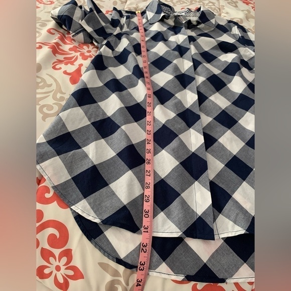 NWT Crown & Ivy Curvy Cotton Navy & White Checked Essential Shirt Size 0X - Picture 7 of 9